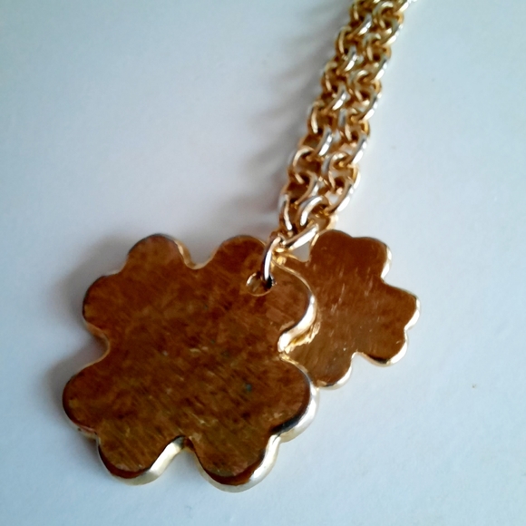Vtg Double Shamrock Necklace Bijoux Terner - Picture 3 of 7